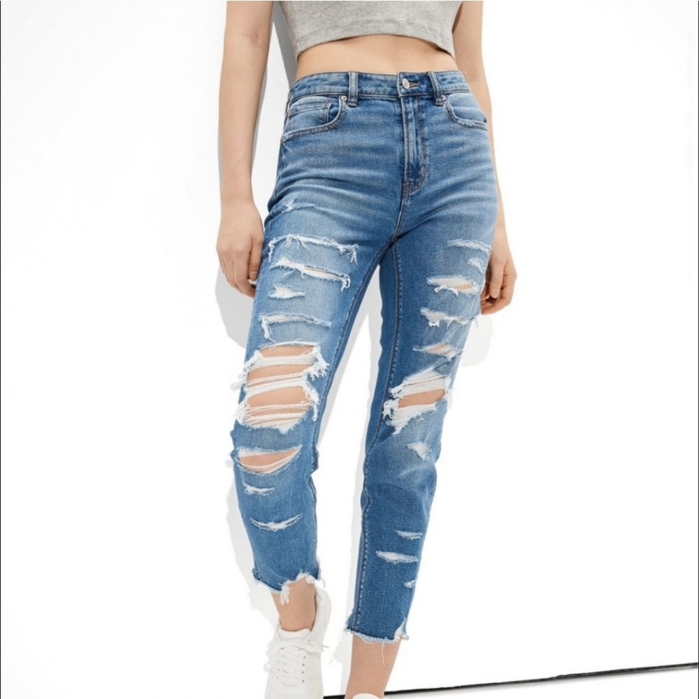 American Eagle Outfitters Distressed Stretch Mom Jean